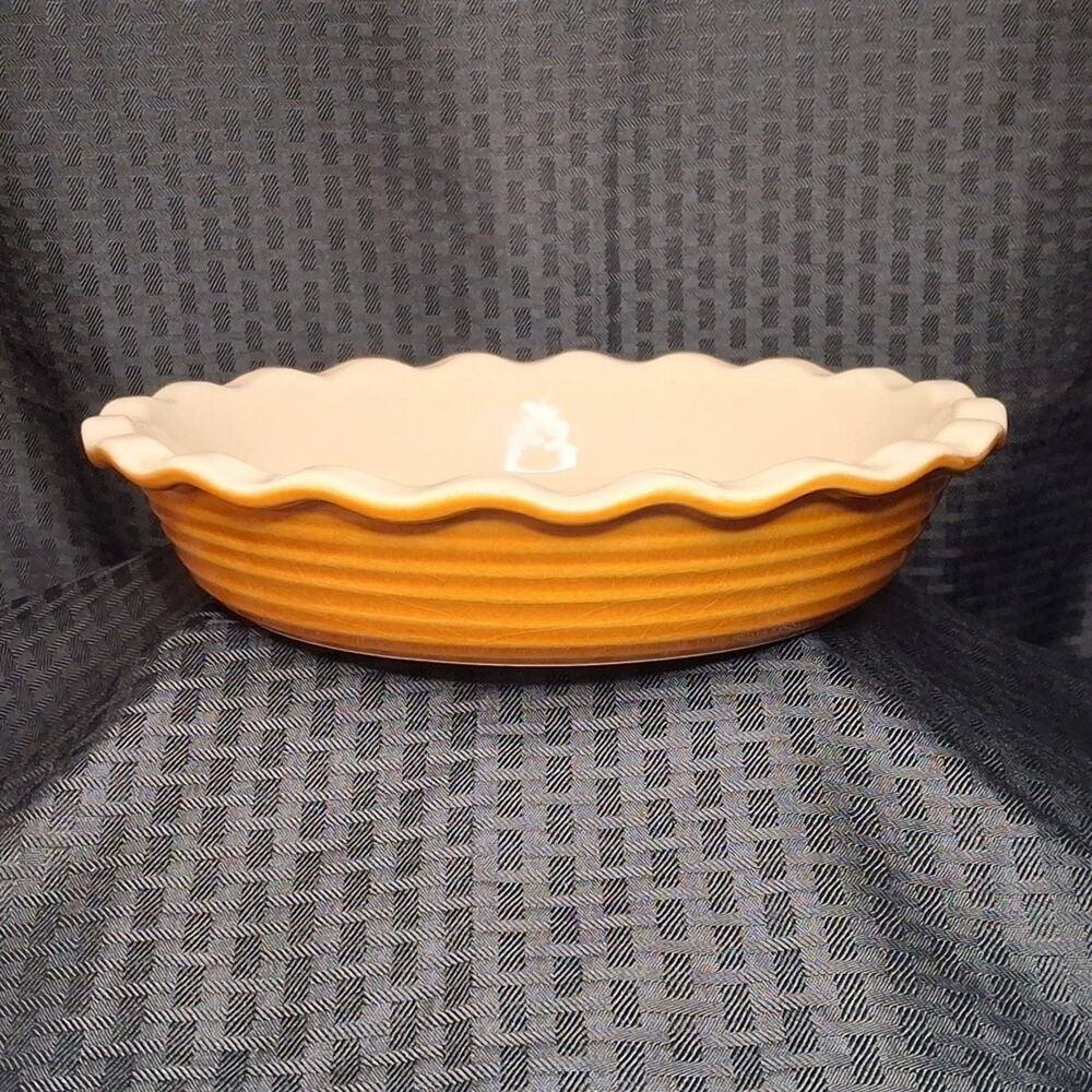 Emile Henry Scalloped Edge Pie Dish France 31-66 Provence Yellow Glaze 10”